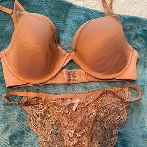 ThirdLove 34DD bra and M panty set. Tan Nude NWOT